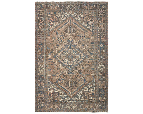7x10 Vintage Heriz Brown Persian Style Hand Knotted Wool Area Rug